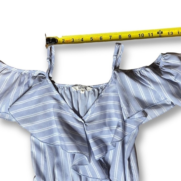 Hint of Blush Women’s Blue and White Striped Off Shoulder Dress - Size S - Picture 3 of 10